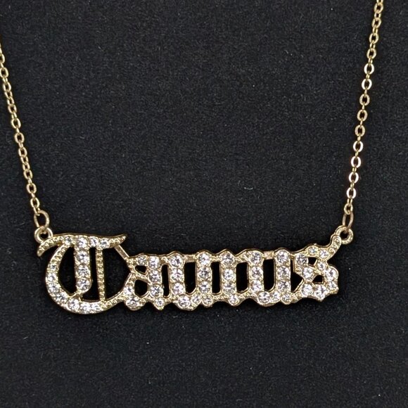 (2/$20) Taurus Rhinestone Pendant Necklace - Picture 3 of 6